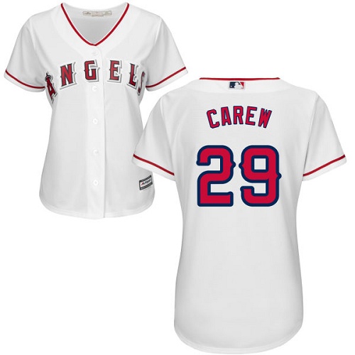Angels #29 Rod Carew White Home Women's Stitched MLB Jersey - Click Image to Close
